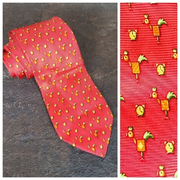 Ermenegildo Zegna Silk Rooster Alarm Clock Tie
